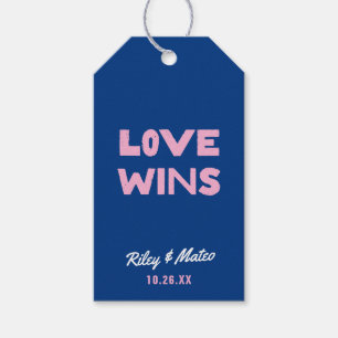 Bold Modern Type Colourful LOVE WINS Wedding Favou Gift Tags