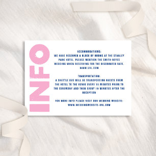 Bold Modern Type Funky Colourful Blue Pink Wedding Enclosure Card