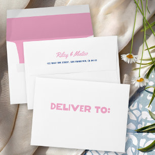 Bold Modern Type Funky Colourful Blue Pink Wedding Envelope