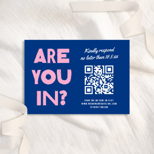 Bold Modern Type Funky Colourful QR CODE Wedding RSVP Card