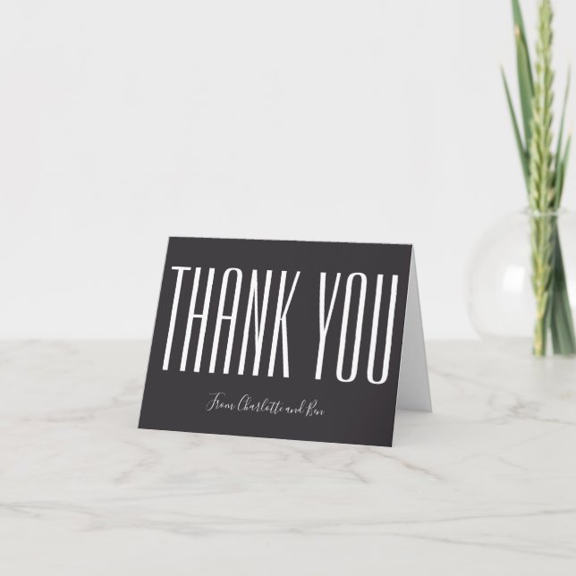 Bold Modern Typography in Black Personalised Thank You Card (Front)