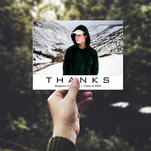 Bold Modern Typography Photo Graduation Thank You Postcard (Creator Uploaded)