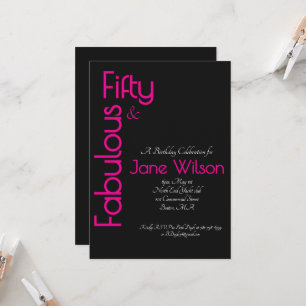 Bold Modern Typography Pink Black 50th Birthday Invitation