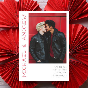 Bold Modern Vertical Names Custom Colours Wedding Save The Date