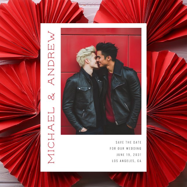 Bold Modern Vertical Names Custom Colours Wedding Save The Date (Creator Uploaded)
