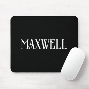 Bold Modern White Letter Personalised Family Name Mouse Mat