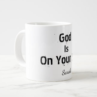 Bold Modern White Name Faith God Is On Your Side Large Coffee Mug