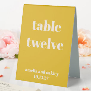 Bold Modern Yellow Retro Custom Wedding Number
