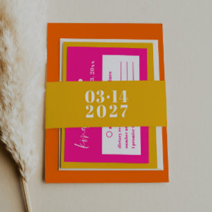 Bold Modern Yellow Vibrant Wedding Invitation Belly Band