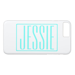 Bold & Modern Your Name or Word   Turquoise White iPhone 8 Plus/7 Plus Case