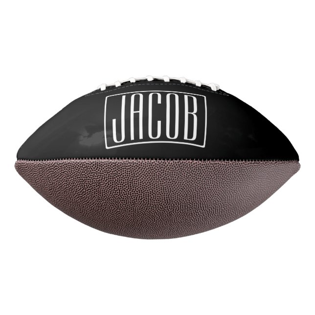Bold & Modern Your Name or Word | White On Black American Football (Rotated 270)