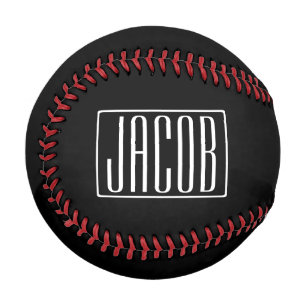 Bold & Modern Your Name or Word   White On Black Baseball