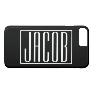 Bold & Modern Your Name or Word   White On Black iPhone 8 Plus/7 Plus Case