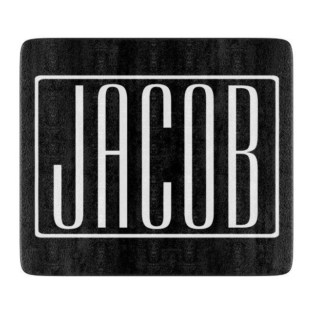 Bold & Modern Your Name or Word | White On Black Cutting Board (Front)
