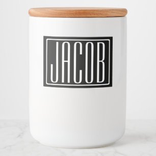 Bold & Modern Your Name or Word   White On Black Food Label