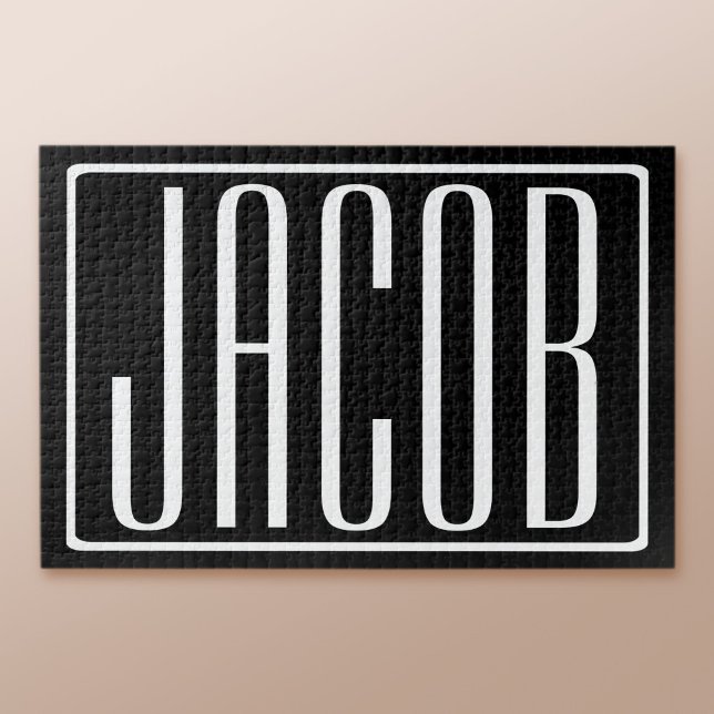 Bold & Modern Your Name or Word | White On Black Jigsaw Puzzle (Creator Uploaded)