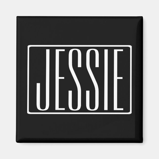 Bold & Modern Your Name or Word | White On Black Magnet (Front)