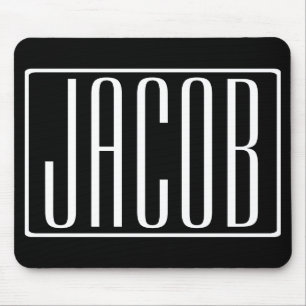 Bold & Modern Your Name or Word White On Black Mouse Mat