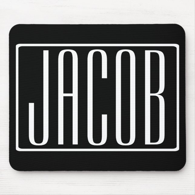Bold & Modern Your Name or Word | White On Black Mouse Mat (Front)