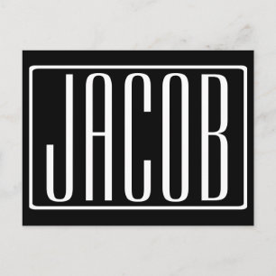 Bold & Modern Your Name or Word   White On Black Postcard