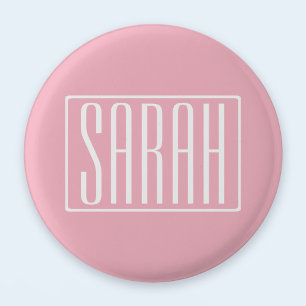 Bold & Modern Your Name or Word   White On Pink 3 Cm Round Badge