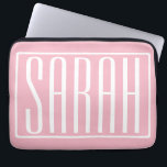 Bold & Modern Your Name or Word | White On Pink Laptop Sleeve<br><div class="desc">Bold & modern.</div>
