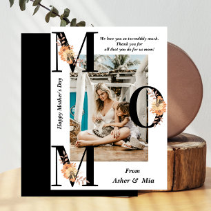 Bold MOM Black Typography Photo Mother's Day Card