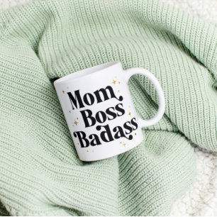 Bold Mom Boss Badass Coffee Mug Modern Black Gold