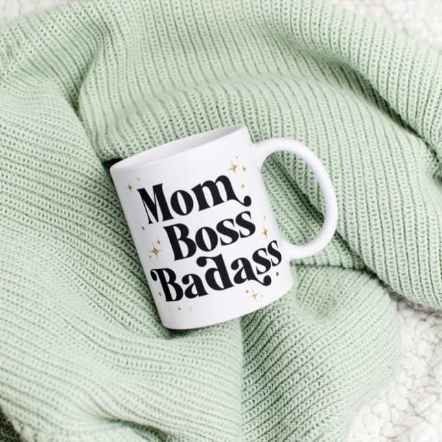 Bold Mom Boss Badass Coffee Mug Modern Black Gold (Creator Uploaded)