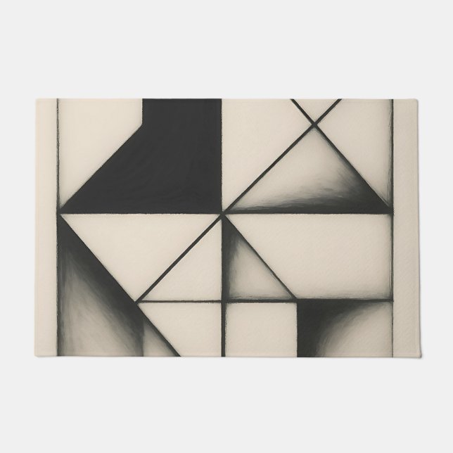Bold Monochrome Geometric Forms Doormat (Front)