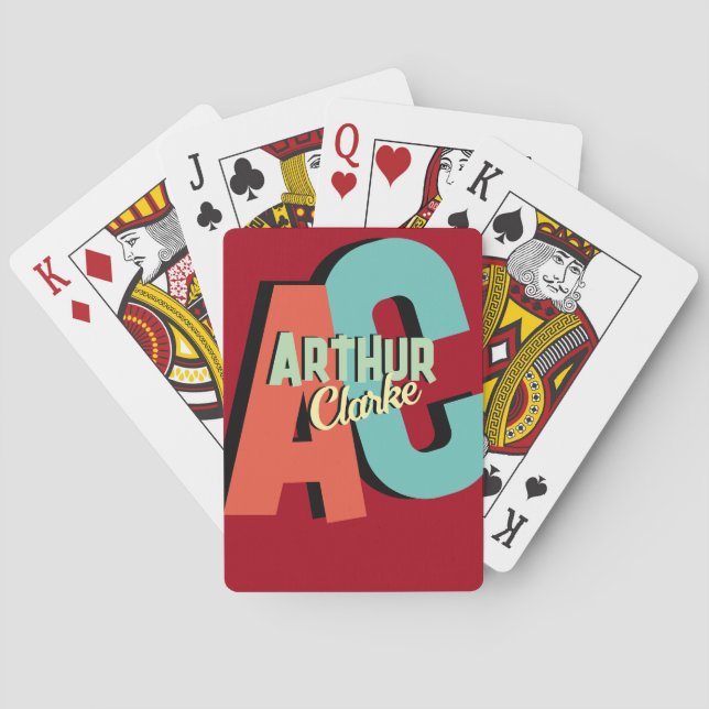 Bold Monogram | add name and initials on red Playing Cards (Back)