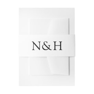 Bold Monogram Black and White Modern Wedding Invitation Belly Band
