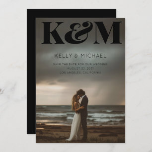 Bold Monogram Black Initials Modern Photo Wedding Save The Date