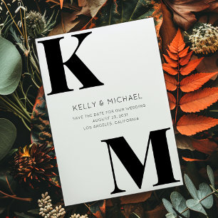 Bold Monogram Black Initials Modern Photo Wedding Save The Date
