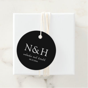 Bold Monogram Black Modern Wedding Favour Tags