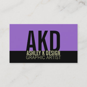 Bold Monogram Business Cards Black Sage Purple