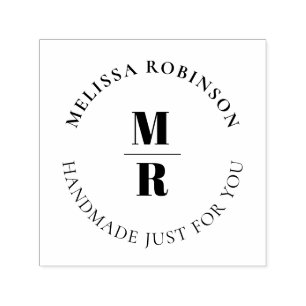 Bold Monogram Chic Handmade Circle Text Self-inking Stamp