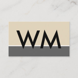 Bold Monogram Company Beige Grey Business Card