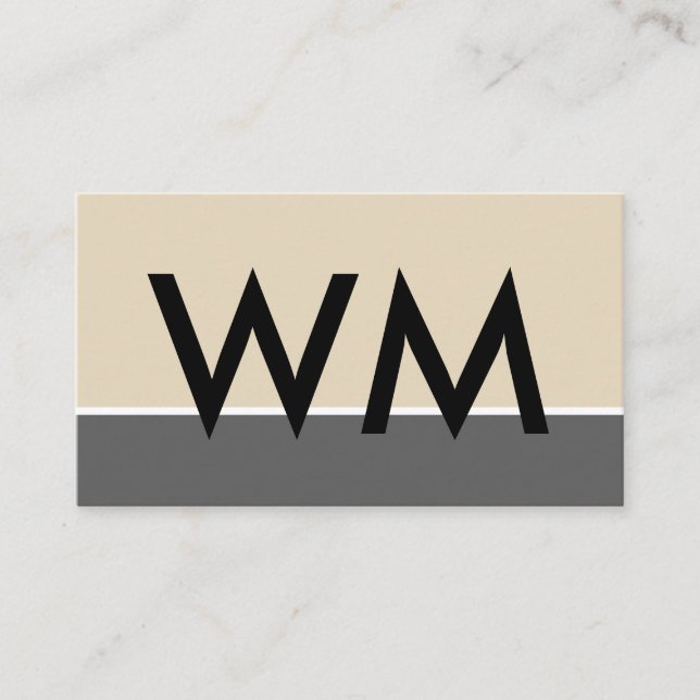 Bold Monogram Company Beige Grey Business Card (Front)