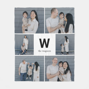 Bold Monogram Editable Colour Custom Photo Blanket