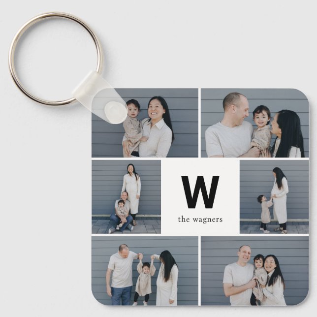 Bold Monogram Editable Colour Custom Photo Keychai Key Ring (Front)