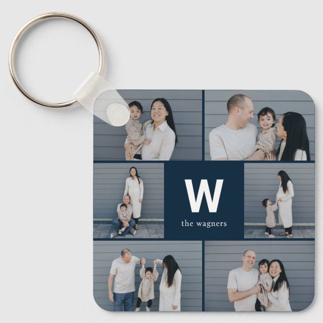 Bold Monogram Editable Colour Custom Photo Keychai Key Ring (Front)