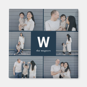 Bold Monogram Editable Colour Modern Photo Magnet