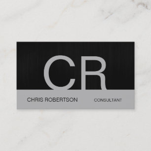 Bold Monogram Grey Black Professional Business Card