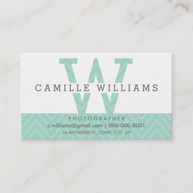 BOLD MONOGRAM LOGO modern simple initial mint Business Card (Front)