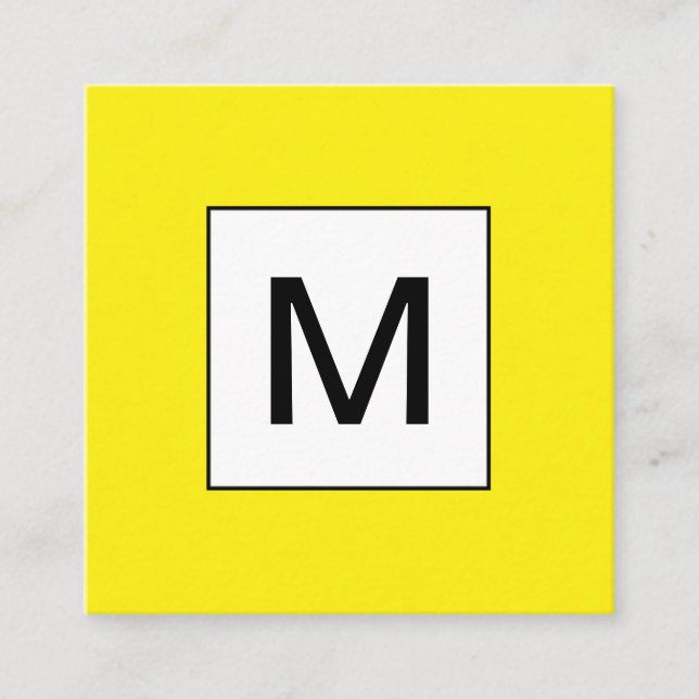 Bold monogram minimalist yellow business card (Front)