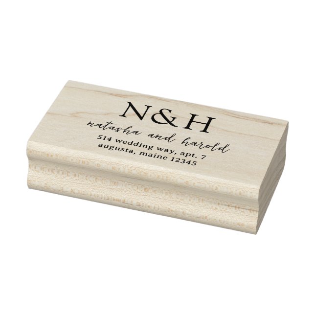 Bold Monogram Modern Wedding Rubber Stamp (Stamp)