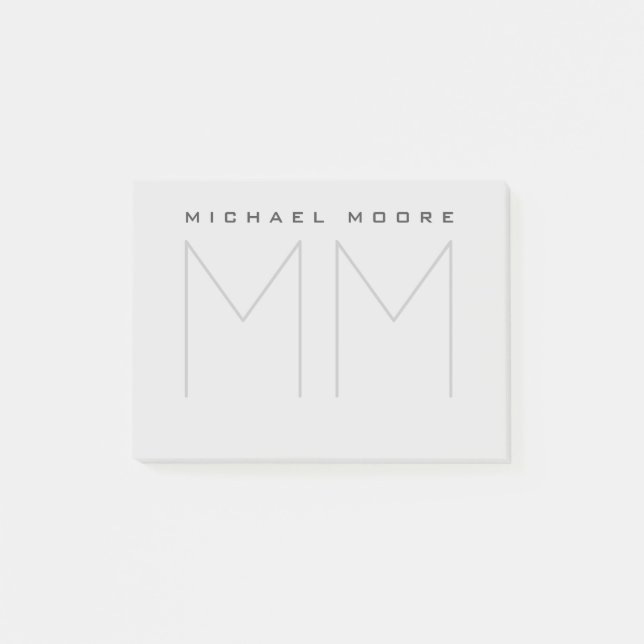 Bold Monogram Name Modern Minimalist Post-it Notes (Front)