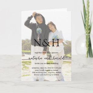 Bold Monogram Photo Modern Wedding Invitation