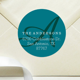 Bold Monogram Pine Green Address Label